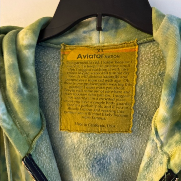 Aviator Nation Relaxed Hand Dyed Zip Up Hoodie Tie Die - Picture 4 of 4
